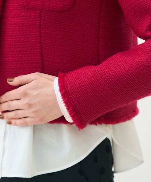 TOMORROWLAND / トゥモローランド ノーカラージャケット | ブークレーファンシー クルーネックジャケット | 詳細7