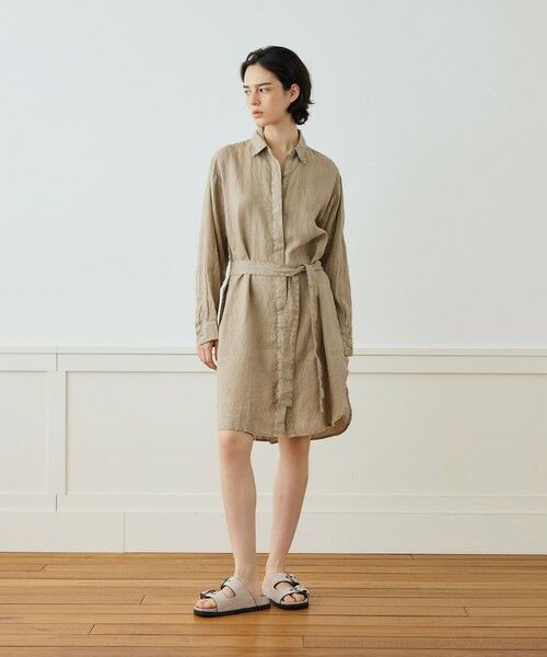 TOMORROWLAND / トゥモローランド ミニ丈・ひざ丈ワンピース | ライトウェイトリネン シャツワンピース WKO6965 | 詳細1