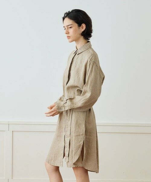 TOMORROWLAND / トゥモローランド ミニ丈・ひざ丈ワンピース | ライトウェイトリネン シャツワンピース WKO6965 | 詳細3