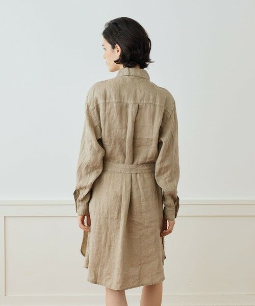 TOMORROWLAND / トゥモローランド ミニ丈・ひざ丈ワンピース | ライトウェイトリネン シャツワンピース WKO6965 | 詳細4