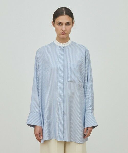 TOMORROWLAND / トゥモローランド シャツ・ブラウス（半袖以外） | シルクストライプ バンドカラーシャツ | 詳細2