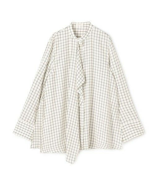 TOMORROWLAND/トゥモローランド プレイドセルロースツイル フロンドレープシャツ 18 ホワイト系 F