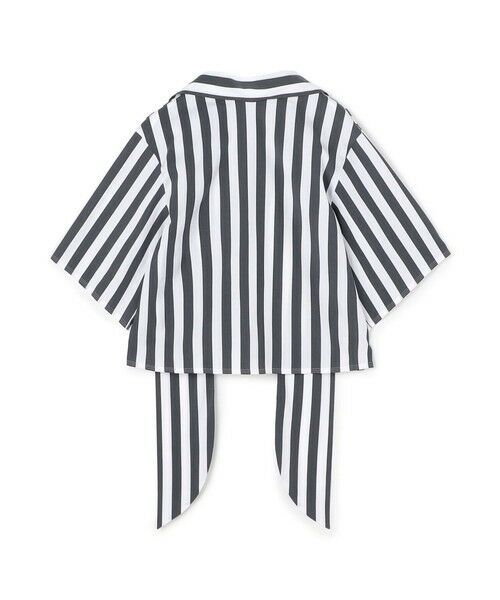 TOMORROWLAND/トゥモローランド コットンナイロンストレッチストライプ タイブラウス 68 ネイビー系 F