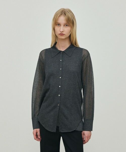 美品☆21SS☆セオリー レーヨン ニット カットソー ダークグレー theory(セオリー) カシミヤ混クルーネックニット01-4301712-023