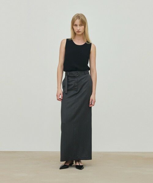 TOMORROWLAND / トゥモローランド ロング・マキシ丈スカート | ウールドスキン ベルデッドストレートスカート | 詳細1