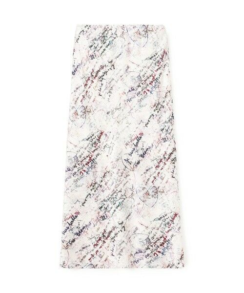 TOMORROWLAND / トゥモローランド ロング・マキシ丈スカート | メッセージ ウォールプリント エラスティックストレートスカート(12 ホワイト系)