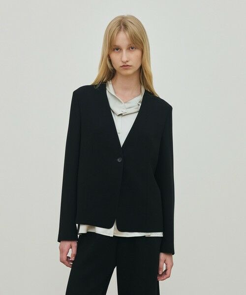 TOMORROWLAND / トゥモローランド ノーカラージャケット | ライトダブルクロス ノーカラージャケット | 詳細2