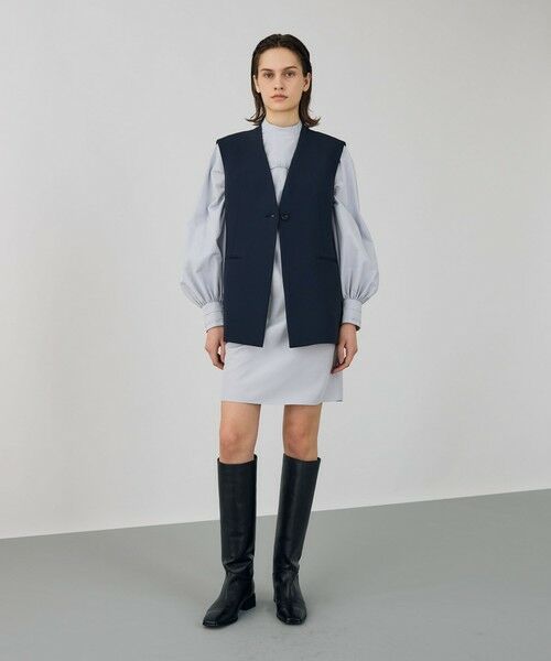 TOMORROWLAND / トゥモローランド ノーカラージャケット | ライトダブルクロス ノーカラージレ | 詳細12