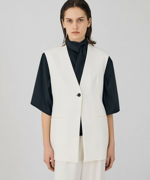 TOMORROWLAND / トゥモローランド ノーカラージャケット | ライトダブルクロス ノーカラージレ | 詳細14