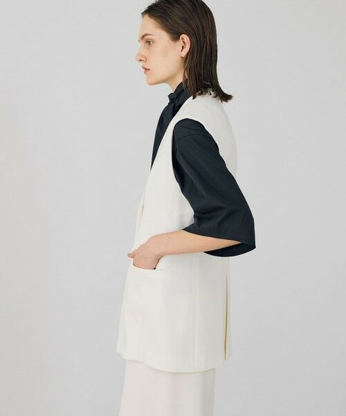 TOMORROWLAND / トゥモローランド ノーカラージャケット | ライトダブルクロス ノーカラージレ | 詳細15