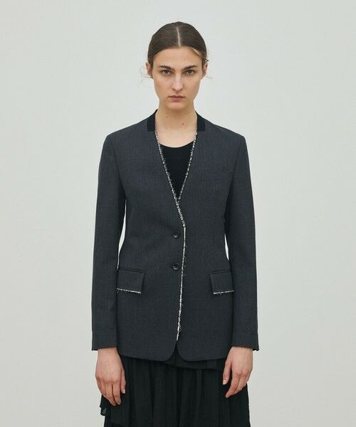 TOMORROWLAND / トゥモローランド ノーカラージャケット | ハードウールオックスフォード ノーカラージャケット | 詳細2