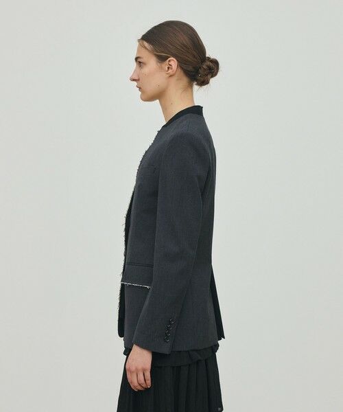 TOMORROWLAND / トゥモローランド ノーカラージャケット | ハードウールオックスフォード ノーカラージャケット | 詳細3