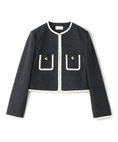 TOMORROWLAND / トゥモローランド ノーカラージャケット | ハードウールオックスフォード クルーネックジャケット