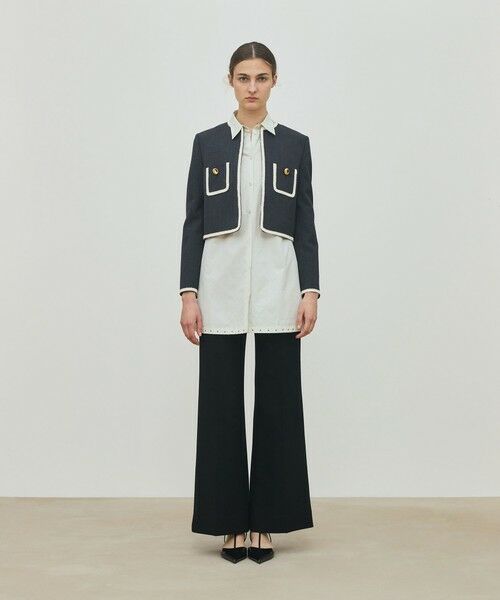 TOMORROWLAND / トゥモローランド ノーカラージャケット | ハードウールオックスフォード クルーネックジャケット | 詳細1