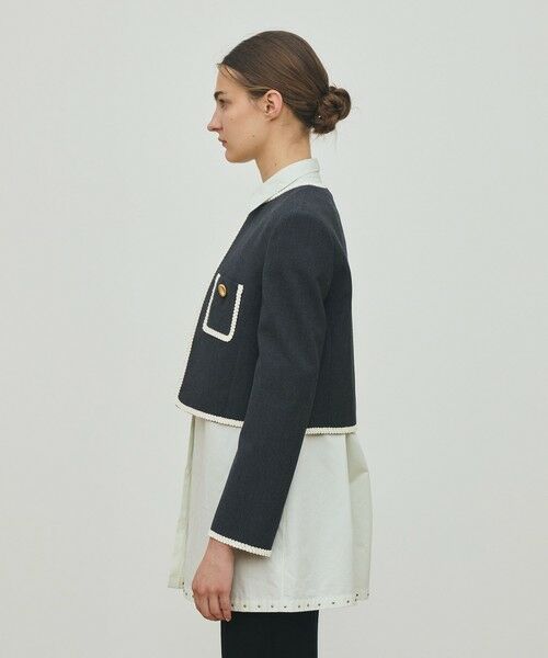 TOMORROWLAND / トゥモローランド ノーカラージャケット | ハードウールオックスフォード クルーネックジャケット | 詳細3