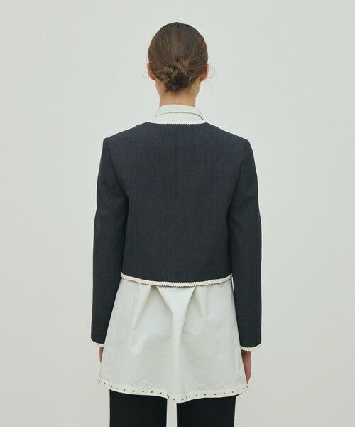 TOMORROWLAND / トゥモローランド ノーカラージャケット | ハードウールオックスフォード クルーネックジャケット | 詳細4