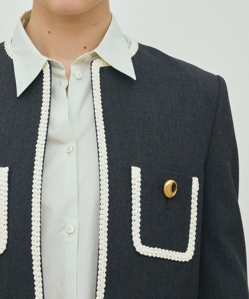 TOMORROWLAND / トゥモローランド ノーカラージャケット | ハードウールオックスフォード クルーネックジャケット | 詳細6