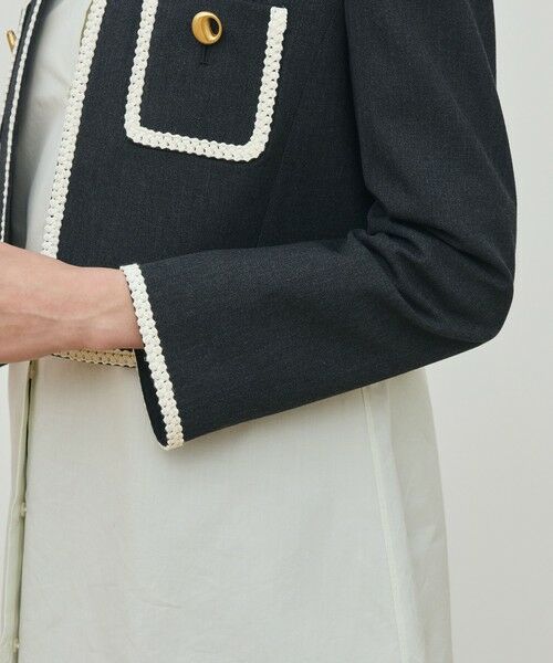 TOMORROWLAND / トゥモローランド ノーカラージャケット | ハードウールオックスフォード クルーネックジャケット | 詳細7