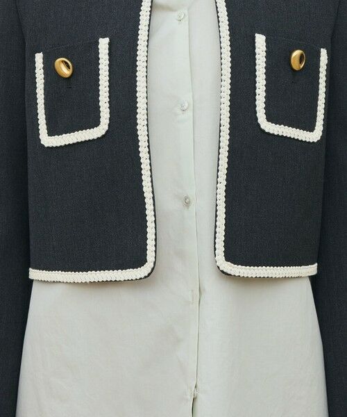 TOMORROWLAND / トゥモローランド ノーカラージャケット | ハードウールオックスフォード クルーネックジャケット | 詳細8