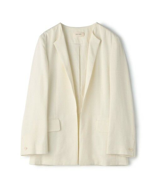 TOMORROWLAND / トゥモローランド ノーカラージャケット | レーヨンサテン クルーネックジャケット(11 ホワイト)