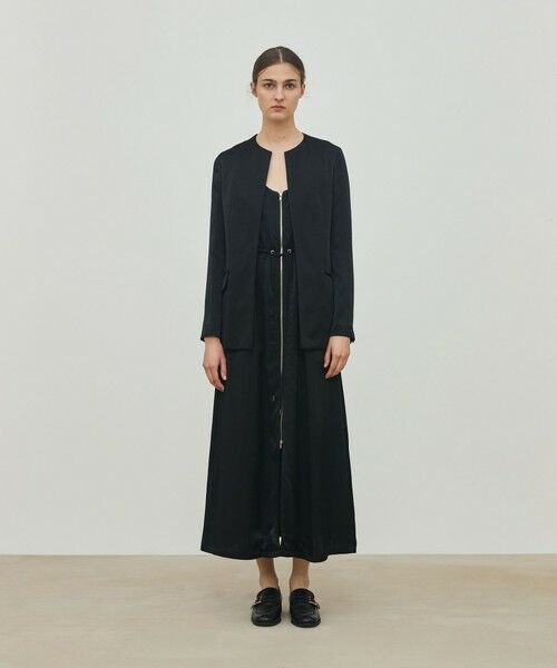 TOMORROWLAND / トゥモローランド ノーカラージャケット | レーヨンサテン クルーネックジャケット | 詳細1