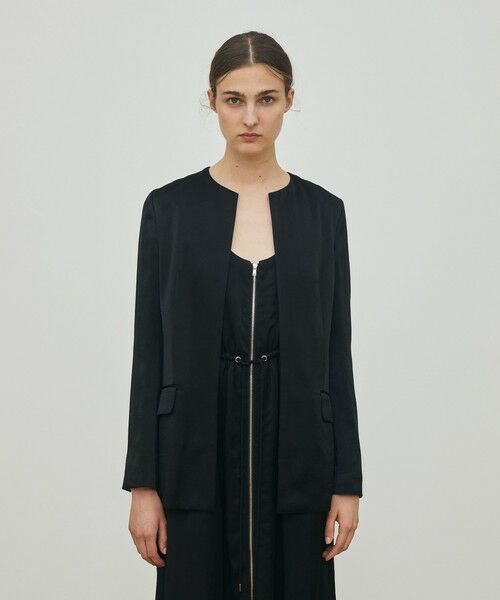 TOMORROWLAND / トゥモローランド ノーカラージャケット | レーヨンサテン クルーネックジャケット | 詳細2