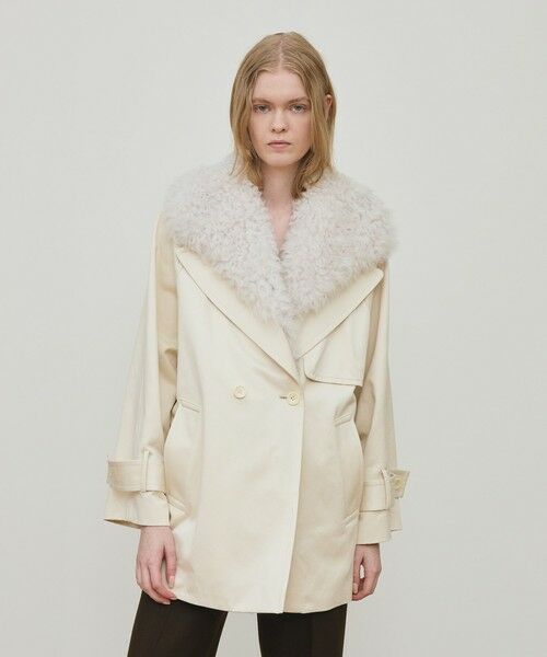 TOMORROWLAND / トゥモローランド トレンチコート | コットンサテン ムートンカラーコート | 詳細14