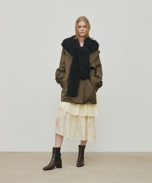 TOMORROWLAND / トゥモローランド トレンチコート | コットンサテン ムートンカラーコート | 詳細24