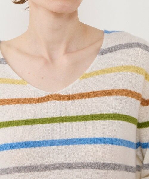 TOMORROWLAND / トゥモローランド ニット・セーター | スコットランドカシミヤマルチボーダー Vネックプルオーバー | 詳細5