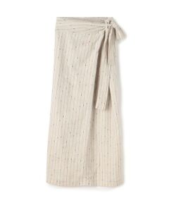 TOMORROWLAND / トゥモローランド ロング・マキシ丈スカート | リネンシルクノットストライプ ラップマキシスカート