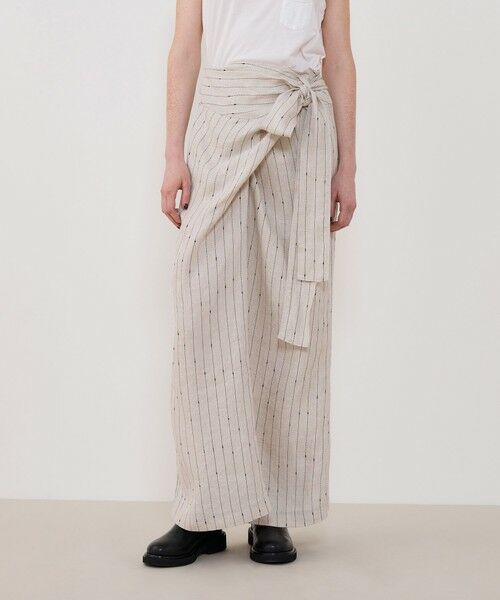 TOMORROWLAND / トゥモローランド ロング・マキシ丈スカート | リネンシルクノットストライプ ラップマキシスカート | 詳細2