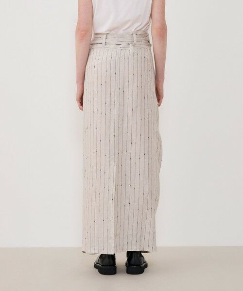 TOMORROWLAND / トゥモローランド ロング・マキシ丈スカート | リネンシルクノットストライプ ラップマキシスカート | 詳細4