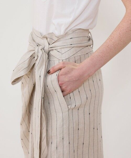 TOMORROWLAND / トゥモローランド ロング・マキシ丈スカート | リネンシルクノットストライプ ラップマキシスカート | 詳細7