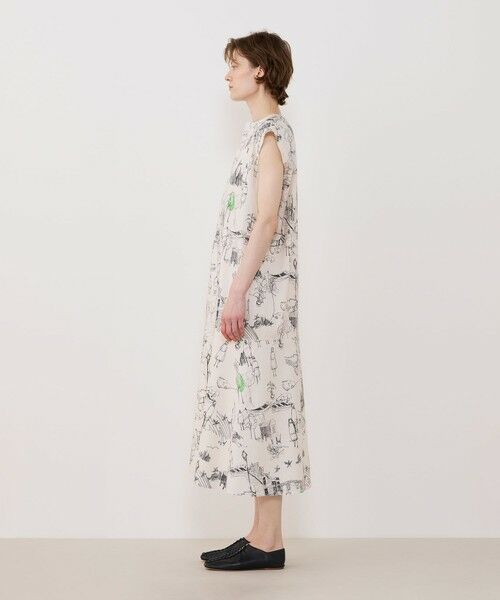 TOMORROWLAND / トゥモローランド ミニ丈・ひざ丈ワンピース | グリーンスケーププリント フレンチスリーブワンピース | 詳細2