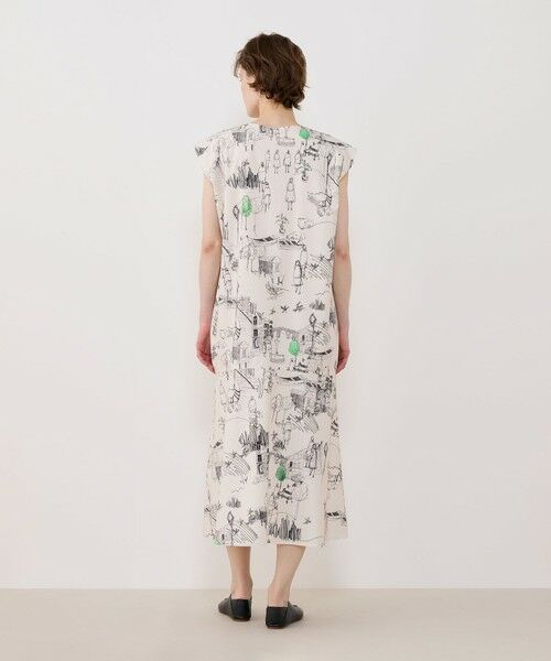 TOMORROWLAND / トゥモローランド ミニ丈・ひざ丈ワンピース | グリーンスケーププリント フレンチスリーブワンピース | 詳細3