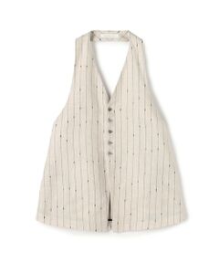 TOMORROWLAND / トゥモローランド ベスト | リネンシルクノットストライプ ネックバンドベスト