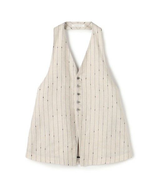 TOMORROWLAND / トゥモローランド ベスト | リネンシルクノットストライプ ネックバンドベスト（42 ライトベージュ系）