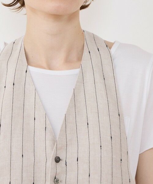 TOMORROWLAND / トゥモローランド ベスト | リネンシルクノットストライプ ネックバンドベスト | 詳細5