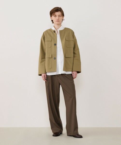 TOMORROWLAND / トゥモローランド ノーカラージャケット | モイストコットン リラックスフィットジャケット | 詳細1