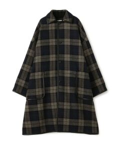 TOMORROWLAND / トゥモローランド ステンカラーコート | タータンウールツイード バルカラーコート