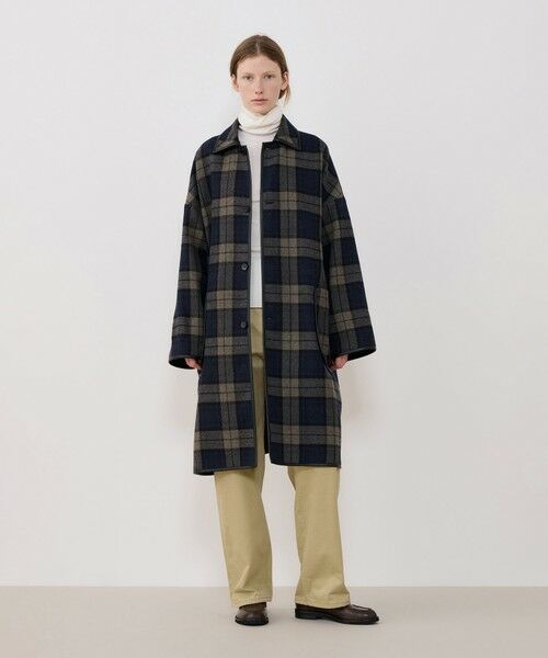 TOMORROWLAND / トゥモローランド ステンカラーコート | タータンウールツイード バルカラーコート | 詳細1