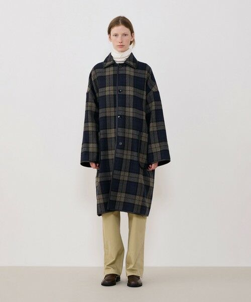TOMORROWLAND / トゥモローランド ステンカラーコート | タータンウールツイード バルカラーコート | 詳細2