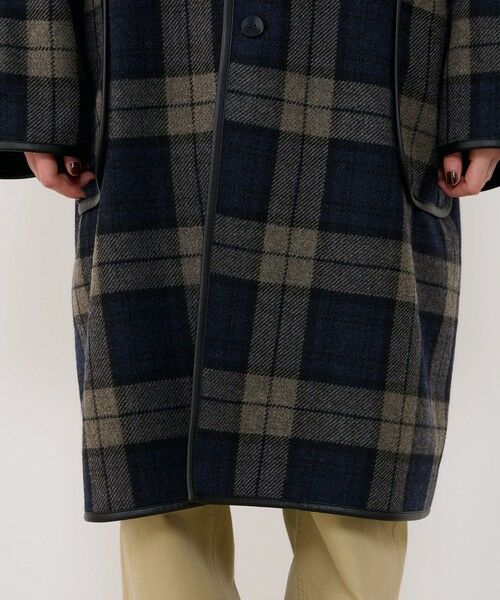 TOMORROWLAND / トゥモローランド ステンカラーコート | タータンウールツイード バルカラーコート | 詳細9