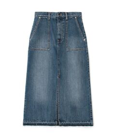 セール】 ヒッコリーストライプデニム セミフレアマキシスカート
