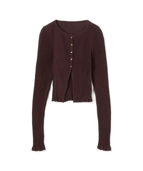 TOMORROWLAND / トゥモローランド カーディガン・ボレロ | プリーツコットン ショートカーディガン(39 ボルドー)