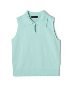 TOMORROWLAND / トゥモローランド ニット・セーター | ファインポリエステル ビッグカラーノースリーブプルオーバー