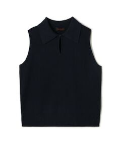 TOMORROWLAND / トゥモローランド ニット・セーター | ファインポリエステル ビッグカラーノースリーブプルオーバー