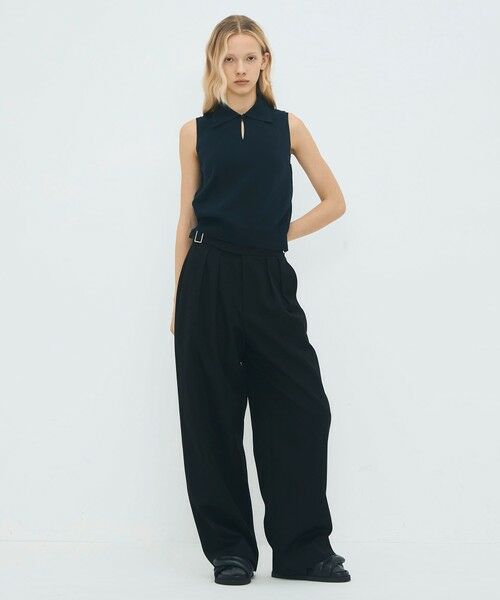 TOMORROWLAND / トゥモローランド ニット・セーター | ファインポリエステル ビッグカラーノースリーブプルオーバー | 詳細1