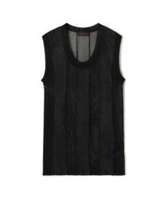 TOMORROWLAND / トゥモローランド ニット・セーター | シアーナイロン ランダムリブノースリーブプルオーバー