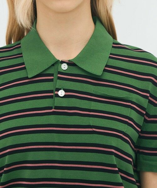 TOMORROWLAND / トゥモローランド ニット・セーター | コットンストライプ ポロハーフスリーブプルオーバー | 詳細5